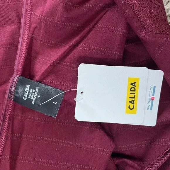 CALIDA Burgundy Tank with Lace Detail Adjustable Straps L - Picture 3 of 4